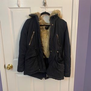 Zara navy down puffer winter jacket